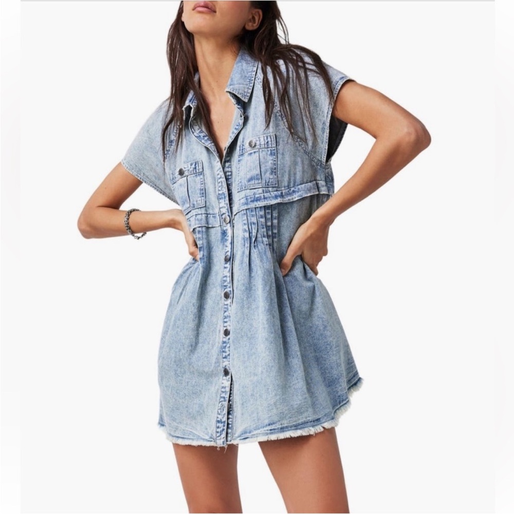 Free People Ronnie Denim Mini Shirtdress
